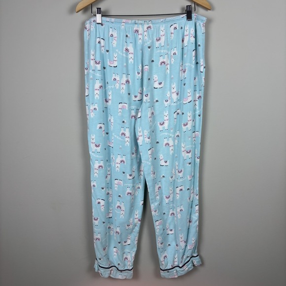 Karen Neuburger Live Love Lounge Womens L Flannel Pajama Set Llama PJs Top Pants - Picture 2 of 16